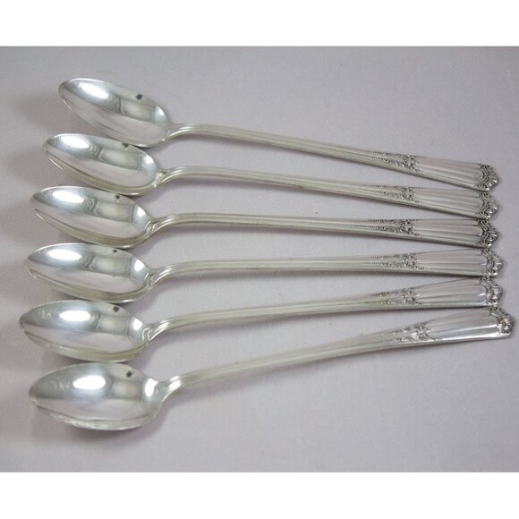 Vintage Lenox Silverplate 1933 by Wallace Silver Deerfield Iced Tea Spoons 6 - Picture 1 of 9